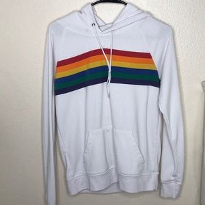 a.lab White Rainbow Stripe Hoodie